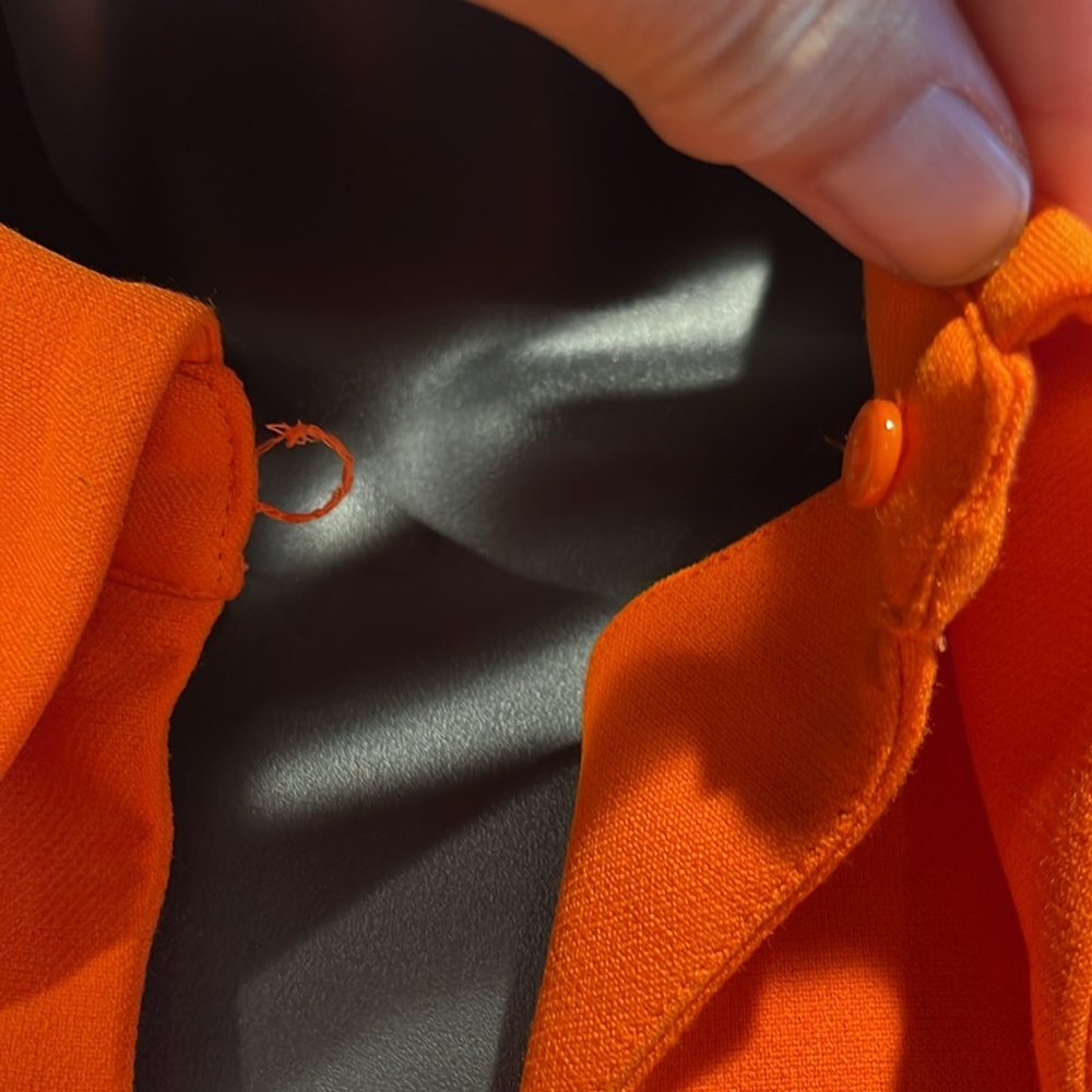 Zara Orange Long-Sleeve Shift Dress with Statement Collar - Picture 7 of 11
